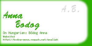 anna bodog business card