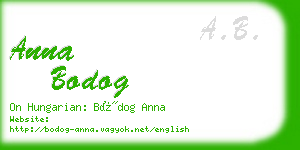 anna bodog business card